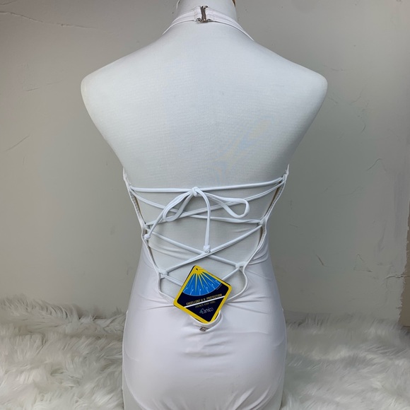 Fabletics plunging V-neck lace-up swimsuit - Picture 4 of 7